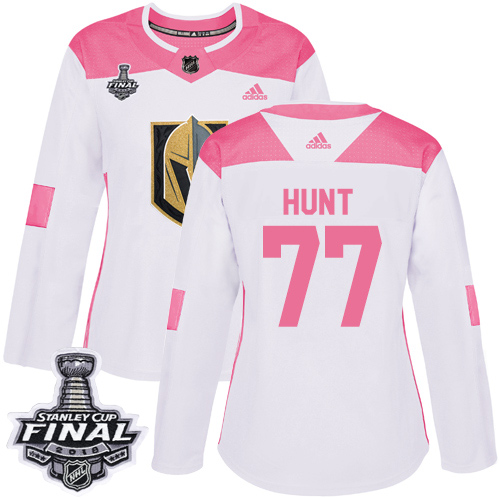 Adidas Golden Knights #77 Brad Hunt White/Pink Authentic Fashion 2018 Stanley Cup Final Women's Stitched NHL Jersey - Click Image to Close